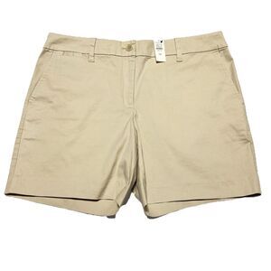 Talbots The Perfect Short Beige 6” Inseam  Chino Shorts Size 12 P Petite NWT